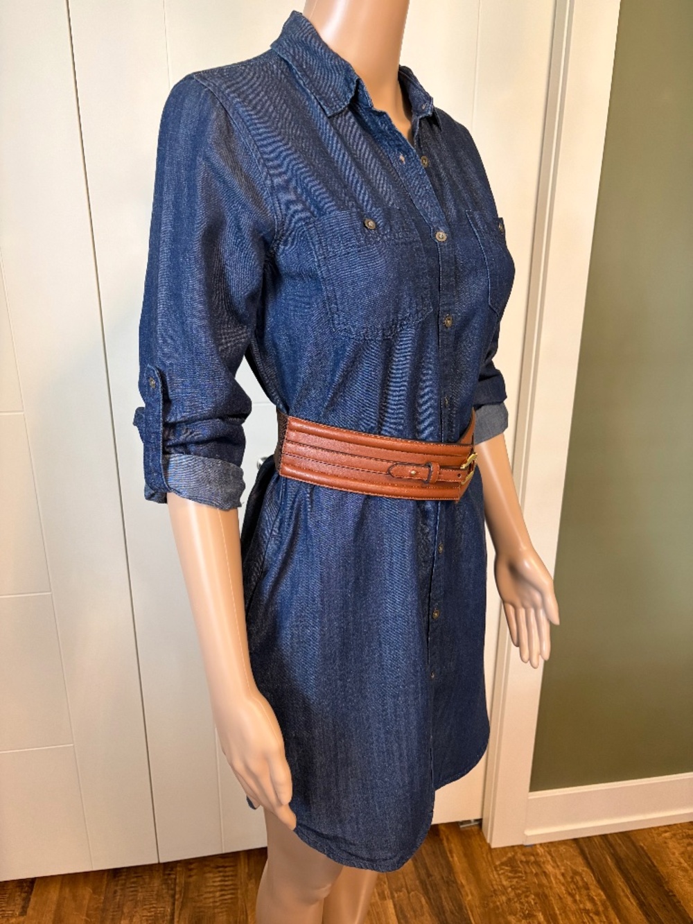 Banana Republic Denim Shirt Dress | Button Front | Belted Chambray Dress